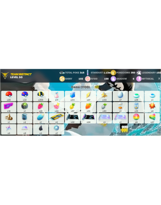 Legendary: 102 | Shiny: 103 | Hundo: 100 | ShinyLegend: 8 [Level: 50 | Stardust: 1.14m | Team: Instinct]