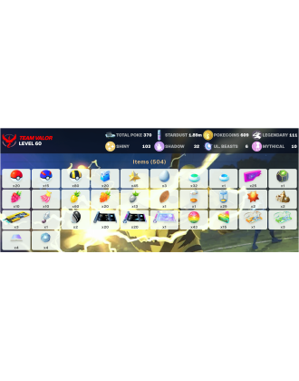 Legendary: 111 | Shiny: 103 | ShinyLegend: 7 [Level: 60 | Stardust: 1.9m | Team: Valor]