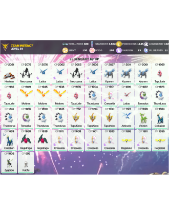 Legendary: 102 | Shiny: 130 | Hundo: 105 | ShinyLegend: 3 [Level: 61 | Stardust: 3.87m | Team: Instinct]