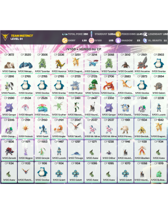 Legendary: 102 | Shiny: 130 | Hundo: 105 | ShinyLegend: 3 [Level: 61 | Stardust: 3.87m | Team: Instinct]