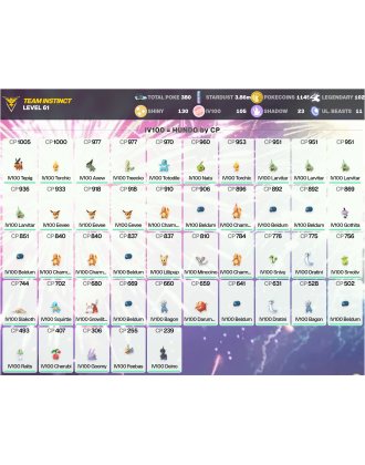 Legendary: 102 | Shiny: 130 | Hundo: 105 | ShinyLegend: 3 [Level: 61 | Stardust: 3.87m | Team: Instinct]