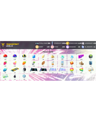 Legendary: 102 | Shiny: 130 | Hundo: 105 | ShinyLegend: 3 [Level: 61 | Stardust: 3.87m | Team: Instinct]