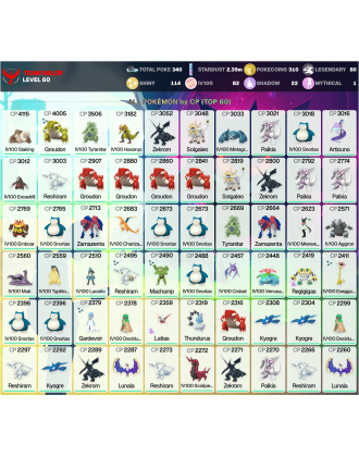 Legendary: 80 | Shiny: 114 | Hundo: 82 | ShinyLegend: 6 [Level: 60 | Stardust: 2.39m | Team: Valor]