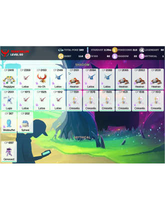 Legendary: 80 | Shiny: 114 | Hundo: 82 | ShinyLegend: 6 [Level: 60 | Stardust: 2.39m | Team: Valor]