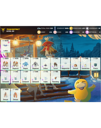 Legendary: 98 | Shiny: 101 | Hundo: 103 | ShinyLegend: 6 [Level: 50 | Stardust: 840.4k | Team: Instinct]