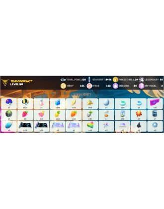 Legendary: 98 | Shiny: 101 | Hundo: 103 | ShinyLegend: 6 [Level: 50 | Stardust: 840.4k | Team: Instinct]