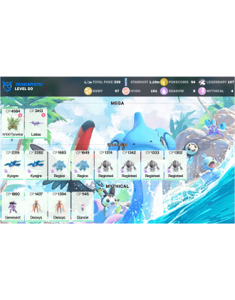 Legendary: 107 | Shiny: 97 | Hundo: 101 [Level: 50 | Stardust: 1.11m | Team: Mystic]