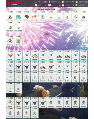 Legendary: 121 | Shiny: 134 | Hundo: 12 | ShinyLegend: 5 [Level: 60 | Stardust: 3.62m | Team: Valor]