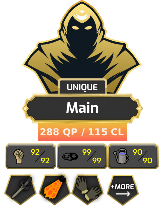Main | TTL: 1874 | CL: 115 | QP: 288 [Avernic Defender, Fire Cape, B Gloves, Ava's, Max POH, MM2, MM1, DS2 + MORE!]