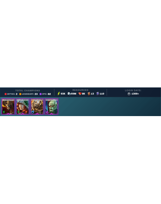 Night Queen Krixia Mythical | 23 Legend | 82 Epic | 8K Gems | 94K Energy | 1300+ Days [Krixia | Aphidus the Hivelord | Hansel]
