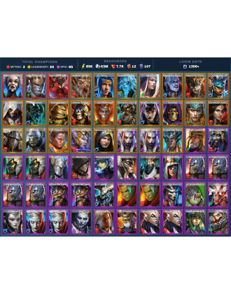 Night Queen Krixia Mythical | 24 Legend | 66 Epic | 7.9K Gems | 90K Energy | 1300+ Days [Krixia | Gharol | Frolni | Ninja]