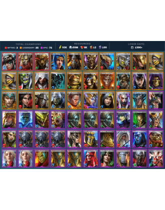 Nais Mythical | 26 Legend | 77 Epic | 8.2K Gems | 94K Energy | 1300+ Days [Gizmak | Mezomel | Ninja | Countess Lix | Hephraak]