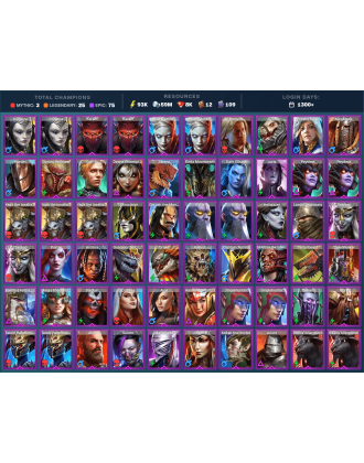 Nais Mythical | 26 Legend | 77 Epic | 8.2K Gems | 94K Energy | 1300+ Days [Gizmak | Mezomel | Ninja | Countess Lix | Hephraak]