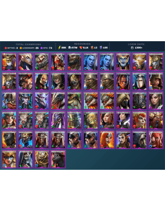 Gharol Bloodmaul Mythical | 25 Legend | 74 Epic | 8.3K Gems | 89K Energy | 1300+ Days [Frolni | Mezomel | Ninja | Wythir]
