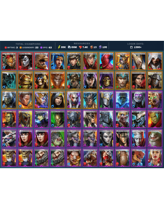 Hierophant Lazarius Mythical | 23 Legend | 64 Epic | 7.5K Gems | 89K Energy | 1300+ Days [Androc | Lady Mikage | Ninja | Harima]