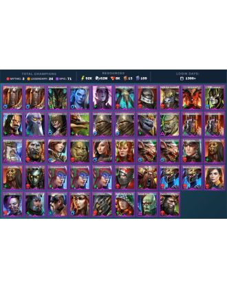 Lady Mikage Mythical | 24 Legend | 71 Epic | 8K Gems | 92K Energy | 1300+ Days [Krixia | Chalco | Ninja | Ruel | Guurda]