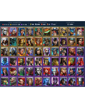 Arbais Mythical | 25 Legend | 62 Epic | 8.2K Gems | 95K Energy | 1300+ Days [Toshiro the Bloody | Supreme Kael | Ninja | Altan]