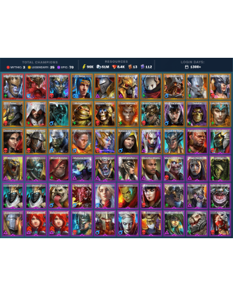 Gharol Bloodmaul Mythical | 25 Legend | 71 Epic | 8.4K Gems | 96K Energy | 1300+ Days [Arachoa Moonspinner | Frolni | Ninja]