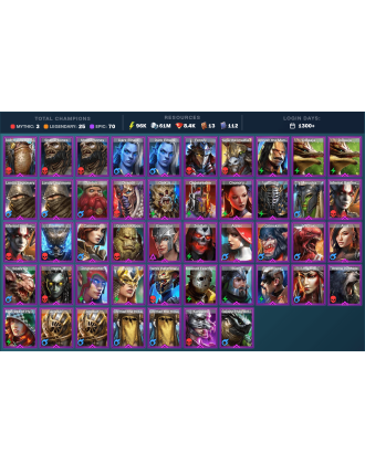 Gharol Bloodmaul Mythical | 25 Legend | 71 Epic | 8.4K Gems | 96K Energy | 1300+ Days [Arachoa Moonspinner | Frolni | Ninja]