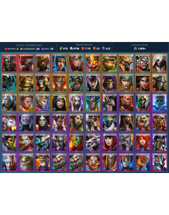 The Calamitus Mythical | 23 Legend | 75 Epic | 7.7K Gems | 97K Energy | 1300+ Days [Galleus | Mezomel | Ninja | Nekhret | Sicia]