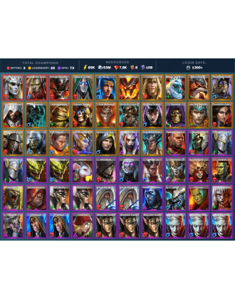 Arbais Mythical | 24 Legend | 73 Epic | 7.8K Gems | 89K Energy | 1300+ Days [Gizmak | Kurosa | Ninja | Bad-el-Kazar | Blizaar]