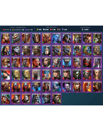 Arbais Mythical | 24 Legend | 73 Epic | 7.8K Gems | 89K Energy | 1300+ Days [Gizmak | Kurosa | Ninja | Bad-el-Kazar | Blizaar]