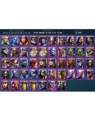 Starsage Galathir Mythical | 22 Legend | 73 Epic | 8K Gems | 92K Energy | 1300+ Days [Hierophant Lazarius | Lanakis | Ninja]