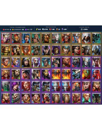 Starsage Galathir Mythical | 23 Legend | 77 Epic | 8K Gems | 92K Energy | 1300+ Days [Hierophant Lazarius | Stokk | Ninja]