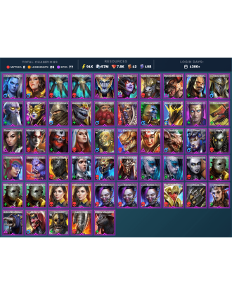 Starsage Galathir Mythical | 23 Legend | 77 Epic | 8K Gems | 92K Energy | 1300+ Days [Hierophant Lazarius | Stokk | Ninja]