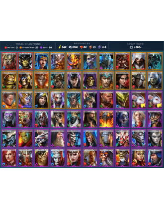 Lady Mikage Mythical | 23 Legend | 79 Epic | 8.1K Gems | 94K Energy | 1300+ Days [Gizmak | Aphidus the Hivelord | Thor | Ninja]