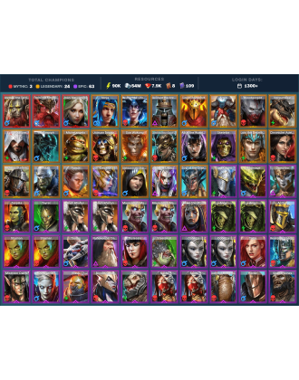 Gizmak Mythical | 24 Legend | 64 Epic | 8K Gems | 91K Energy | 1300+ Days [Joan the Luminant | Frolni | Ninja | Georgid | Altan]