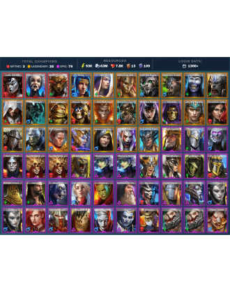 Lady Mikage Mythical | 24 Legend | 79 Epic | 7.9K Gems | 93K Energy | 1300+ Days [Krixia | Mezomel | Ninja | Martyr | Gamuran]