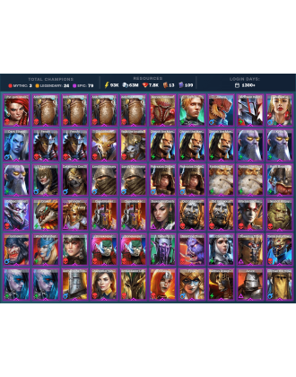 Lady Mikage Mythical | 24 Legend | 79 Epic | 7.9K Gems | 93K Energy | 1300+ Days [Krixia | Mezomel | Ninja | Martyr | Gamuran]