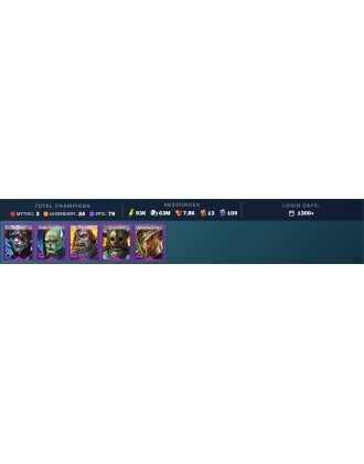 Lady Mikage Mythical | 24 Legend | 79 Epic | 7.9K Gems | 93K Energy | 1300+ Days [Krixia | Mezomel | Ninja | Martyr | Gamuran]