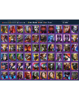 Gharol Bloodmaul Mythical | 28 Legend | 78 Epic | 8.4K Gems | 96K Energy | 1300+ Days [Galleus | Mezomel | Ninja | Dracomorph]