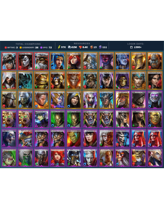 Nais Mythical | 24 Legend | 72 Epic | 8.4K Gems | 97K Energy | 1300+ Days [Fjorad | Lady Mikage | Ninja | Lyssandra | Narma]