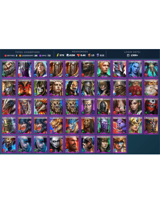 Nais Mythical | 24 Legend | 72 Epic | 8.4K Gems | 97K Energy | 1300+ Days [Fjorad | Lady Mikage | Ninja | Lyssandra | Narma]