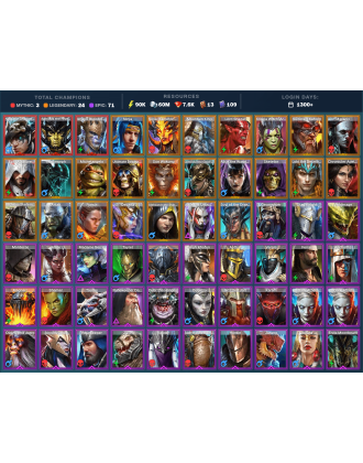 Nais Mythical | 24 Legend | 71 Epic | 7.8K Gems | 91K Energy | 1300+ Days [Gharol | Aphidus the Hivelord | Ninja | Sicia]