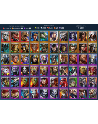 Arbais Mythical | 23 Legend | 77 Epic | 8.3K Gems | 87K Energy | 1300+ Days [Ash'nar | Androc | Ninja | Dracomorph | Brakus]