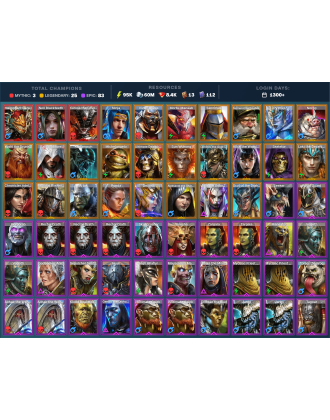 Hierophant Lazarius Mythical | 25 Legend | 85 Epic | 8.5K Gems | 96K Energy | 1300+ Days [Nell Blackteeth | Kurosa | Ninja]