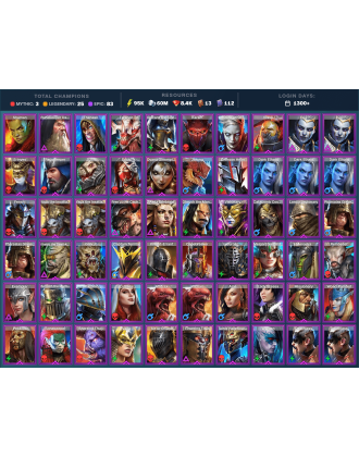 Hierophant Lazarius Mythical | 25 Legend | 85 Epic | 8.5K Gems | 96K Energy | 1300+ Days [Nell Blackteeth | Kurosa | Ninja]
