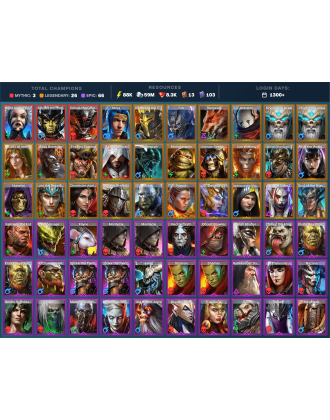 Night Queen Krixia Mythical | 26 Legend | 67 Epic | 8.5K Gems | 89K Energy | 1300+ Days [Krixia | Kurosa | Aphidus the Hivelord]