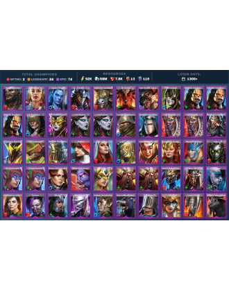 Nais Mythical | 24 Legend | 74 Epic | 8K Gems | 93K Energy | 1300+ Days [Frolni | Lady Mikage | Ninja | Tatura | Ragash | Ruel]