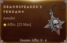 Deathspeaker's Pendant [ ⭐️ Affix: MAX ROLL]