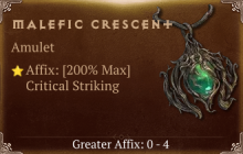 Malefic Crescent [ ⭐️ Affix: MAX ROLL]