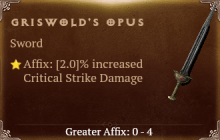 Griswold's Opus [ ⭐️ Affix: MAX ROLL]