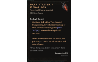 Dark Stalker's Medallion [ ⭐️ Affix: MAX ROLL]
