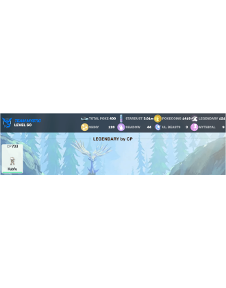 Legendary: 121 | Shiny: 120 | ShinyLegend: 7 [Level: 60 | Stardust: 3.02m | Team: Mystic]