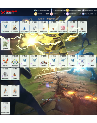 Legendary: 120 | Shiny: 137 | Hundo: 9 | ShinyLegend: 3 [Level: 60 | Stardust: 2.19m | Team: Valor]