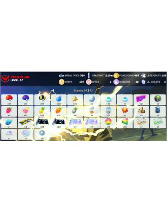 Legendary: 120 | Shiny: 137 | Hundo: 9 | ShinyLegend: 3 [Level: 60 | Stardust: 2.19m | Team: Valor]